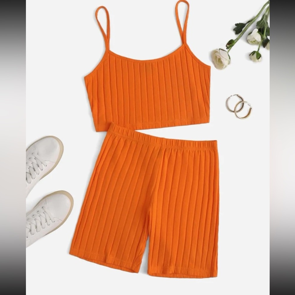 Shein Medium orange two piece workout/hiking/activity set